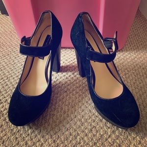 Suede Mary Jane Platform Heels